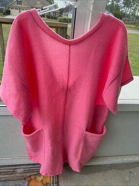 BUCKETLIST NWT Pink Short-Sleeve Romper wFront Pockets & Super Soft & Comfy Sz L